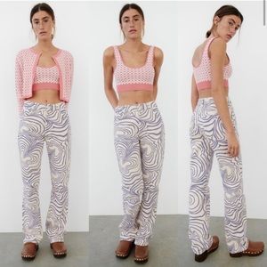 ZARA printed Straight Leg Jean